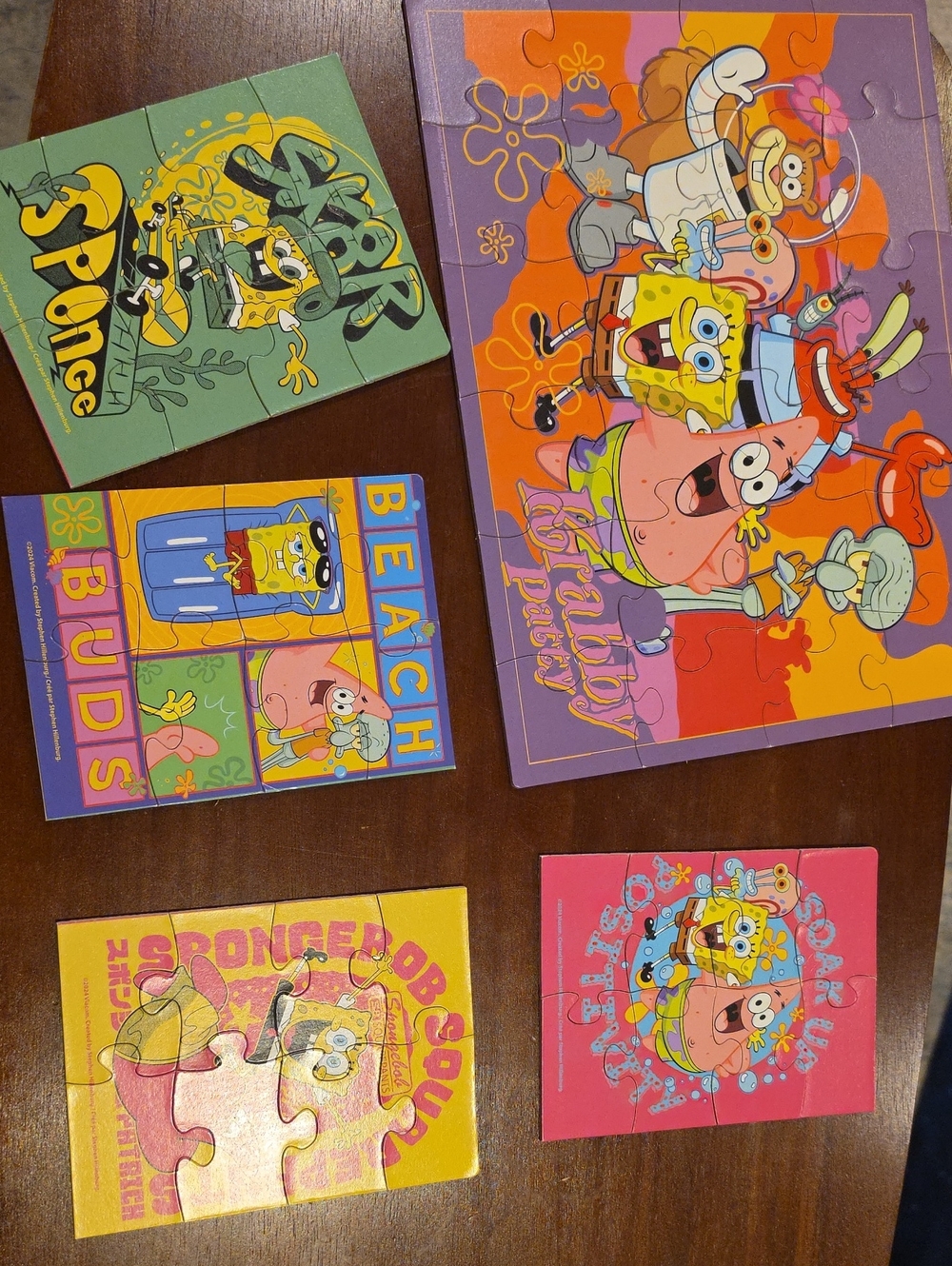 SpongeBob Squarepants Puzzle Bundle – Yellow, Pink, Purple & Green Art
